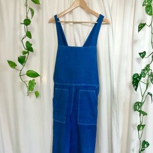 Indigo blue dress French chore overalls